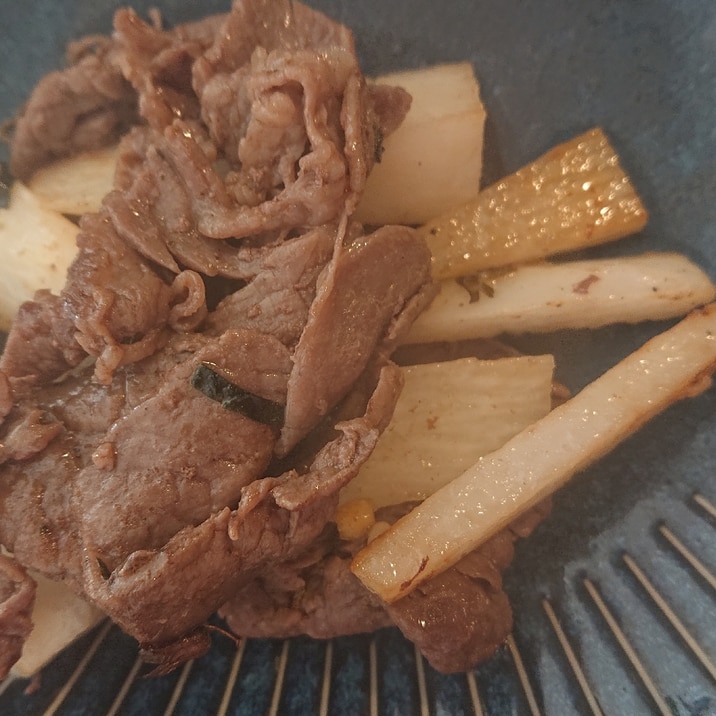 長芋と牛肉のすき焼きのタレ炒め